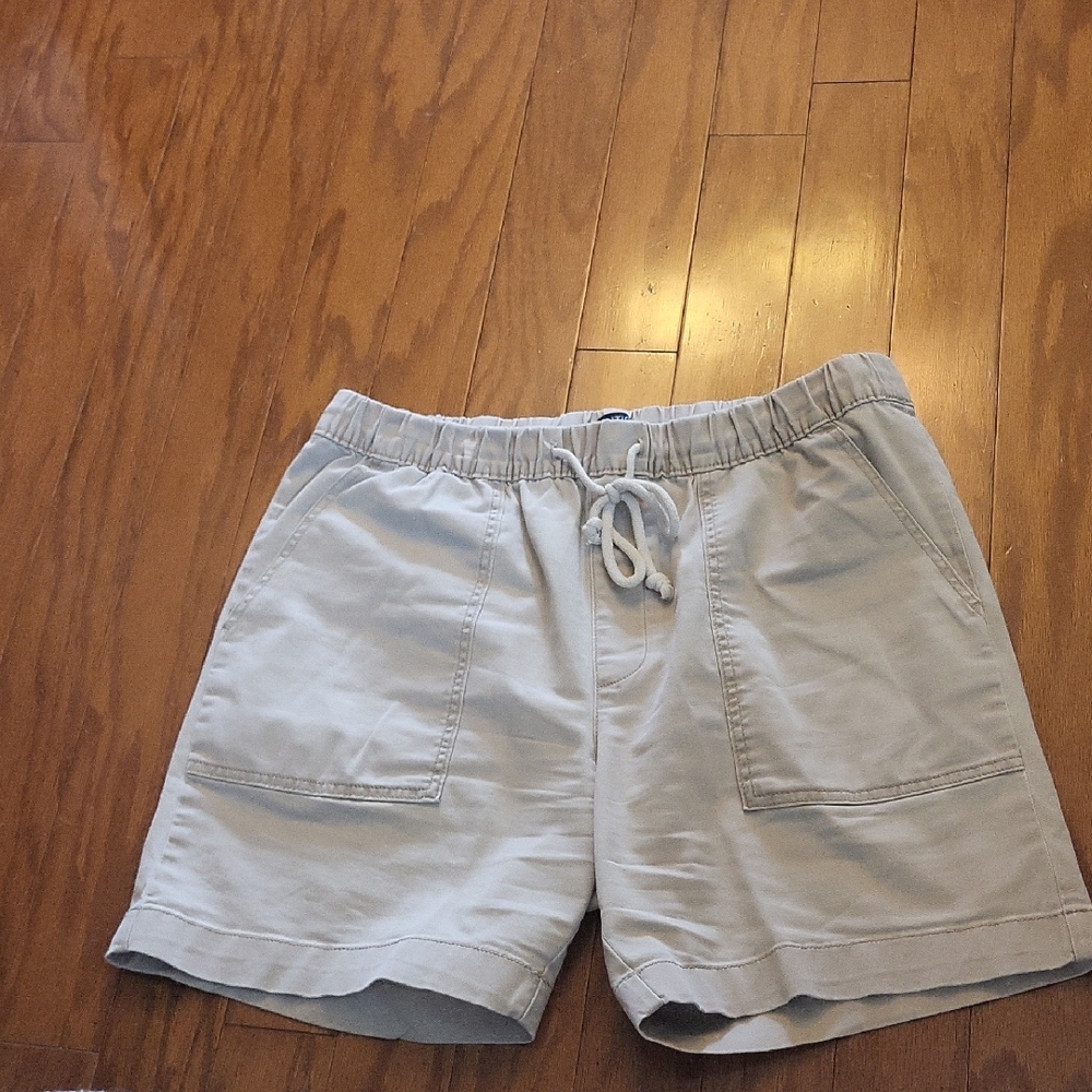 Nautica Men's Tan Khaki Shorts Size L Elastic Waist With Drawstring